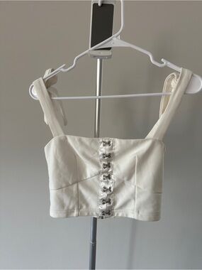 Beginning Boutique Ivory Hook-and-Eye Cropped Bustier
